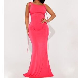 Neon Pink Backless Gown